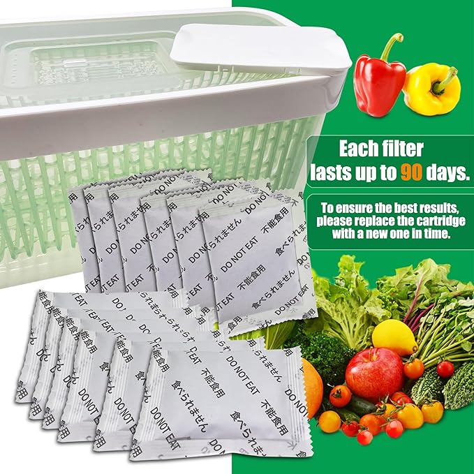 12 Pack Produce Saver Refills Kit for OXO GreenSaver Produce Keepers and Crisper Inserts, Keep Fruits Veg Fresh, Also Compatible with Bluapple Produce Freshness Saver Balls and other Produce Savers