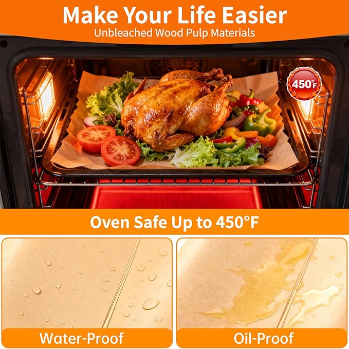 YUANYE 400PCS Parchment Paper Baking Sheets, 9"x13" Unbleached Precut Quarter Parchment Paper for Baking, Non-Stick Baking Paper for Grillin, Steaming Bread Cookies, Cakes, Oven, Air Fryer, Microwave