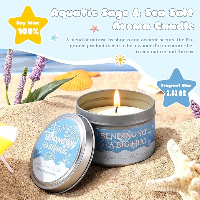Ocean Gift Baskets for Women, Blue Self Care Spa Gift Set with 40oz Tumbler, Birthday Gift for Women Her Mom Wife Friend, Get Well Soon Gifts, Relaxation Gift Care Package for Women