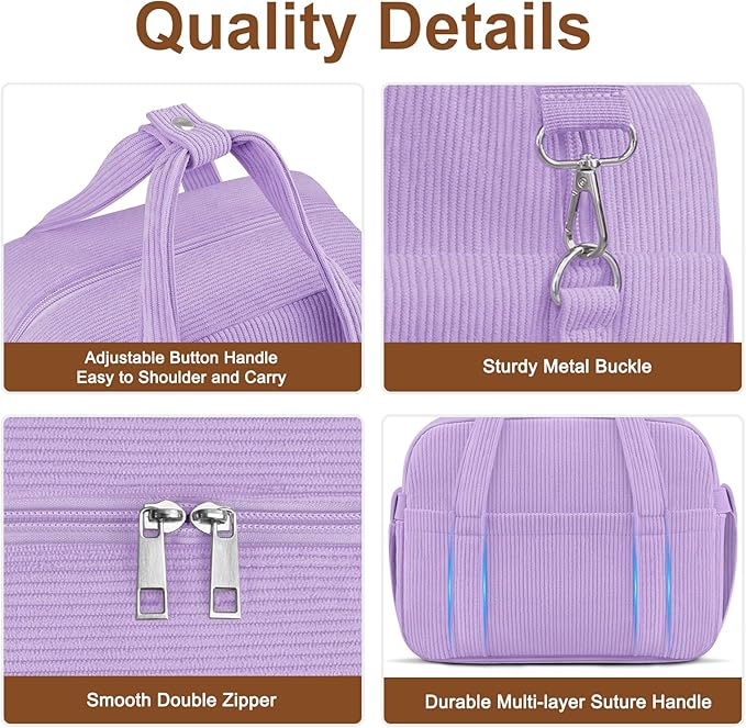 KUBYA Corduroy Lunch Box Lunch Bag for Women Men, Cute Strawberry Small Insulated Reusable Work Leakproof Simple Lunch Boxes Tote Bag Adults Cooler Bag