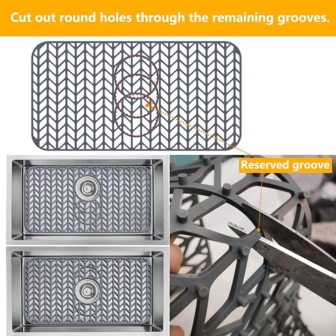 Sink Protectors for Kitchen Sink 12"13"16"18"19"24"26"28"29"30",Silicone kitchen sink mats protector for bottom of farmhouse sink(24"x12.5"Gray)