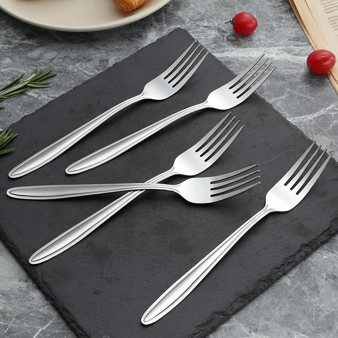 Unokit 24-Piece Stainless Steel Dinner Forks Silverware - 7.8 Inch Silver Dinner Forks Set of 24, Forks Set, Flatware Forks for Home, Kitchen or Restaurant, Mirror Polished, Dishwasher Safe
