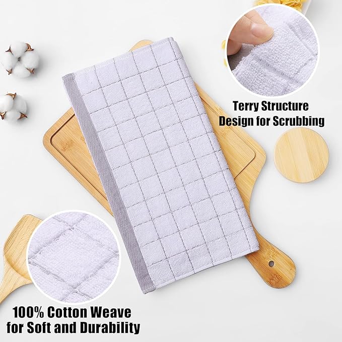 Homaxy 100% Cotton Terry Kitchen Dish Cloths, Ultra Soft and Absorbent Dish Towels for Kitchen, Suitable for Drying and Washing Dishes, 12 Pack, 12 x 12 Inches, Multiple Color