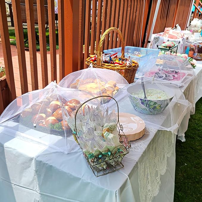 HBlife Inflatable Serving Bar & Mesh Food Cover Combo Set, Party Supplies for Buffet Food Drink Outside, 2 Inflatable Cooler, 6 Food Tents/Food Covers for Outdoors