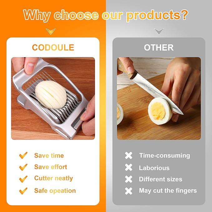Egg Slicer for Hard Boiled Eggs Egg Cutter Strawberry Slicer Heavy Duty Aluminium Tomato Slicer Stainless Steel Wire Multipurpose Egg Slicer Dicer for Soft Fruit Mushroom Home Use