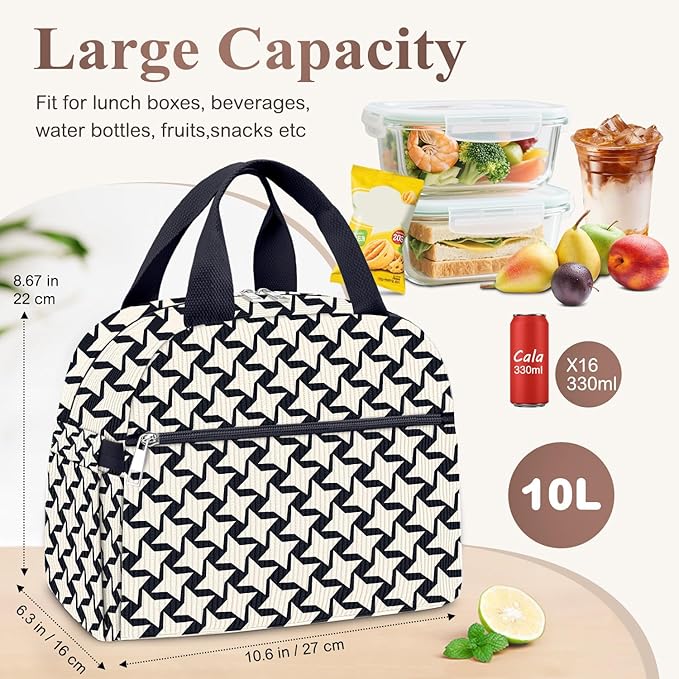 KUBYA Lunch Bag Lunch Box for Women, Cute Corduroy Insulated Reusable Work Leakproof Simple Adults Large Lunch Boxes Tote Bag Men Cooler Bag