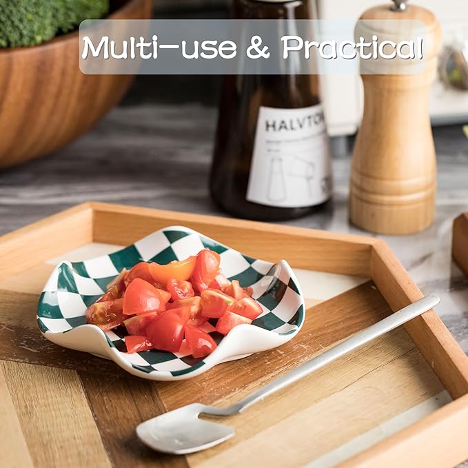 Checkered Spoon Rest for Kitchen Counter, Cooking Spoon Holder for Stove Top, Large Utensil Spatula Rest Tray, Cute Kitchen Gadgets Gift for Housewarmings Weddings