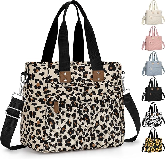 Insulated Lunch Box for Women & Men - Large Thermal Lunch Bag Women with Removable Shoulder Strap, Reusable Lunch Cooler Tote Bags Purse for Adults Work, Picnic, Hiking, Beach, Travel, Medium，Leopard