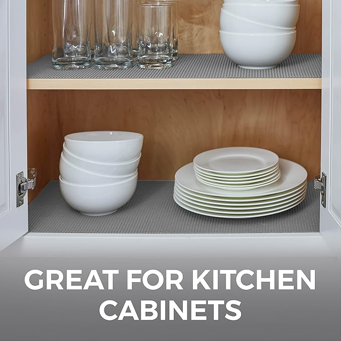 HOME GENIE Shelf Drawer and Cabinet Liner, Durable with Strong Grip, 20 in x 20 FT, Non Adhesive Liners Protect Kitchen Cabinets and Cupboard, Pantry, Bathroom Drawers and Shelves, Desks, Soft Gray