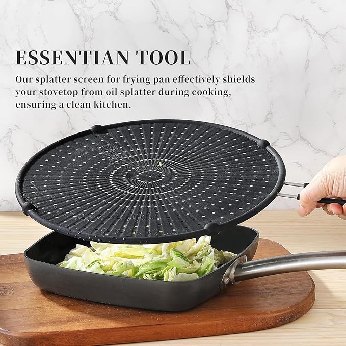 Silicone Splatter Screen for Frying Pan,13inch Grease Splatter Guard,Heat-Resistant Splatter Guards for Cooking,Dishwasher Safe