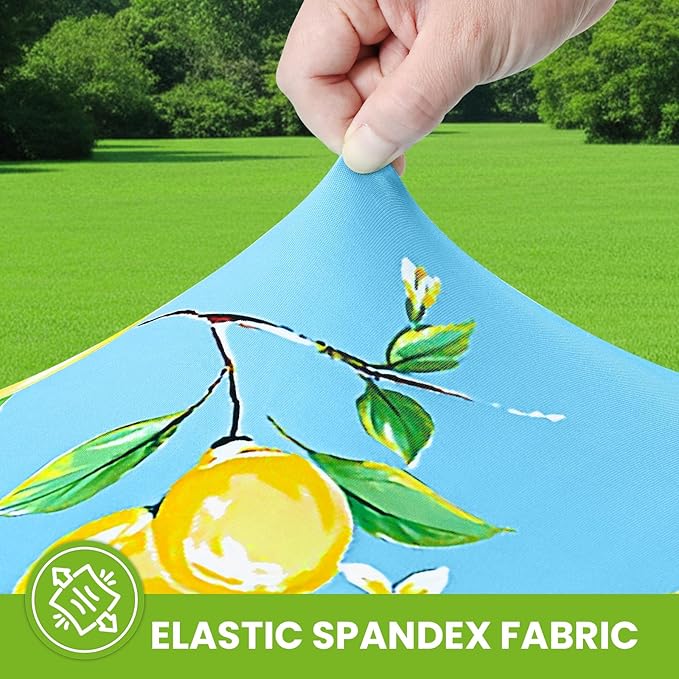 Smiry Spandex Fitted Tablecloth for 5 Foot Rectangle Tables, Washable Picnic Table Cover with Elastic, Stretch Reusable Table Cloth for Outdoor, Camping, Dining & Kitchen (Lemon, 30"x60")