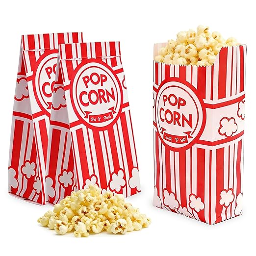 Homrelaxy 110 Pcs Paper Popcorn Bags, 1 oz Popcorn Bags Individual Servings, Bulk Pop Corn Sleeves for Pop Corn Machine, Movie Night, Cinema, Carnival, Party, Concessions