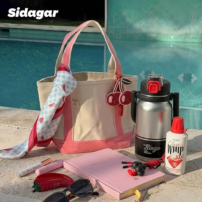32 oz Insulated Water Bottle for Women with Straw & Handle, 316L Medical Grade Stainless Steel Vacuum Tumbler, Leakproof Aesthetic Fashion Gift for Her, Mom, Beach Vacation Essentials, Grey