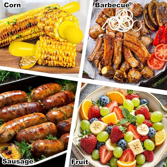 12 Pcs/6 Pairs Corn Holders, Stainless Steel Corn Cob Holders Corn on The Cob Skewers for Home Cooking BBQ Parties Camping, Yellow