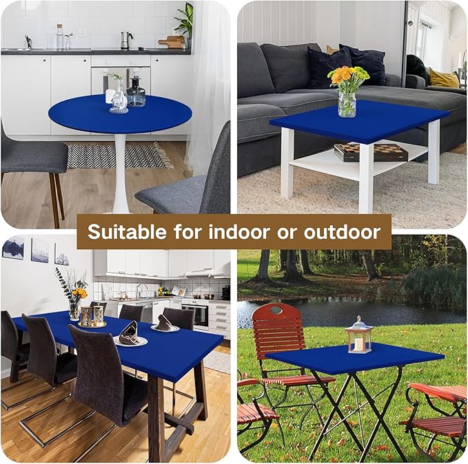 Rectangle 4ft Fitted Table Cover Elastic Tablecloth 4ft Stretch Spandex Table Top Cover for Dining Kitchen Home Party Blue 23X48 Inch