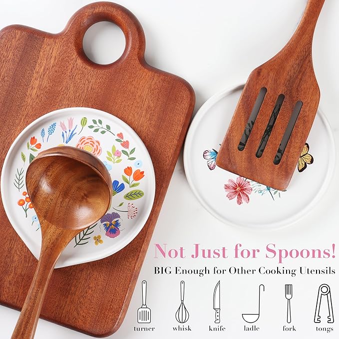 Ceramic Spoon Rest for Stove Top - Cute Spoon Holder for Kitchen Counter - White Coffee Spoon Rest Utensil Rest Spatula Rest - Farmhouse Kitchen Counter Decor (Coastal Spoon Rest)