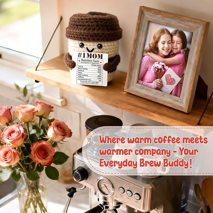 Agantree art Mom Gifts from Daughter Son Mom Gifts for Birthday Bonus Step Moms Mother Handmade Crochet Coffee Nutrition Fact Funny Mug I Love You Birthday Cute Stuff Small Decor