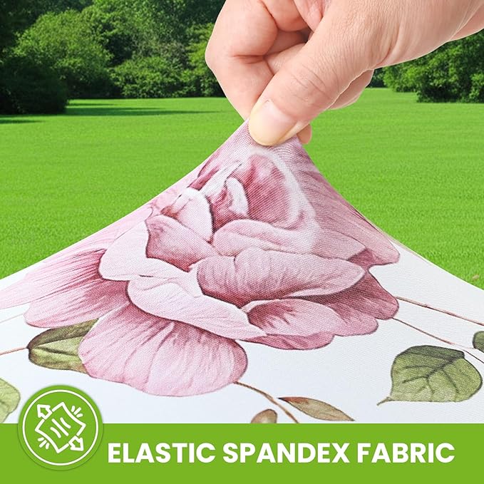 Smiry Spandex Fitted Tablecloth for 5 Foot Rectangle Tables, Washable Picnic Table Cover with Elastic, Stretch Reusable Table Cloth for Outdoor, Camping, Dining & Kitchen (Flowers, 30"x60")