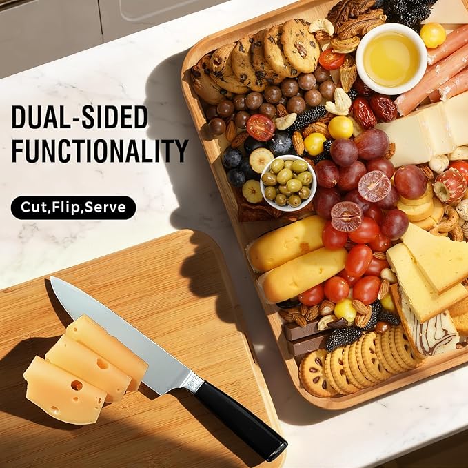 Renmxj Carbonized Charcuterie Board with Lid, Portable Cheese Board Charcuterie Boxes Cutting Boards for Kitchen, House Warming Gifts New Home, Gifts for Women (Carbonized Bamboo, 6 Compartments)
