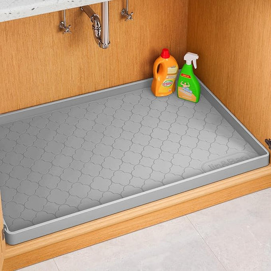 Jin&Bao Waterproof Under Sink Mat 34" x 22", Thick Silicone Mat Cabinet Protector for Kitchen and Bathroom, Shelf Liner, Home Organizer and Storage, Multipurpose Tray for Gadgets and Essentials