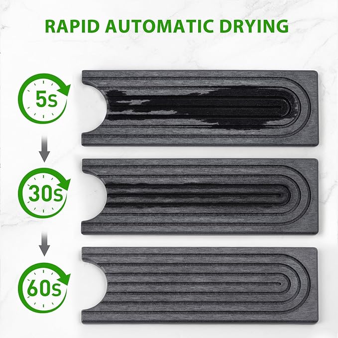 Cisily Diatomite Faucet Mat for Kitchen Sink Protectors with Dish Brush Holder-Absorbent Drying Counter Stone Water Splash Guard Area, Behind Kitchen Sink Caddy Organizers Decor Accessories Organizer
