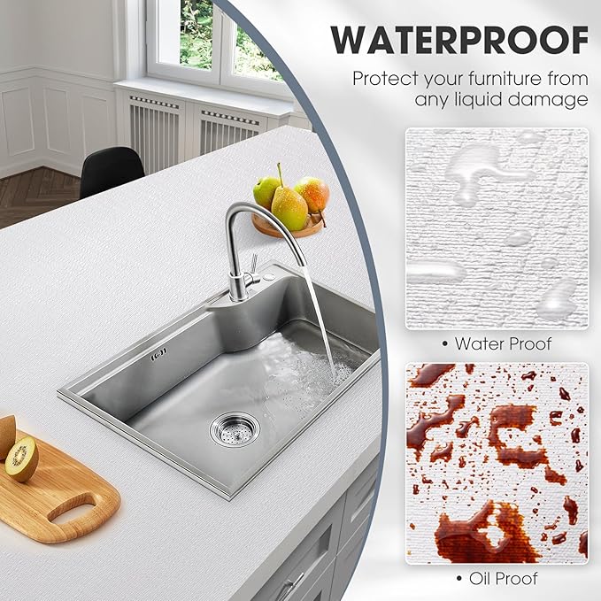 Drawer and Shelf Liner, Non-Slip Kitchen Cabinet Liners Non-Adhesive Thick Strong Grip Waterproof Washable Mats Protect Dresser Shelves Cupboard Bathroom Cabinets, White, 18 in X 30 FT