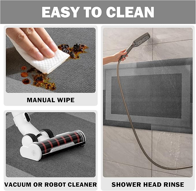 Non Slip Long Bathroom Runner Rug Bath Mat, Rubber Backing Ultra Thin Bathroom Rugs Fit Under Door Quick Dry Super Absorbent Washable Shower Mat for Bathtub Sink Floor, Dark Grey 17"x59"