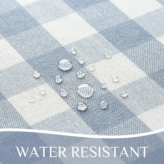 Softalker Checkered Tablecloth 70 x 70 Inch Round, Outdoor Linen Cotton Gingham Table Cloth with Tassel, Heavy Duty Wrinkle Free Buffalo Plaid Table Cover for Kitchen Dining Summer Party - Blue