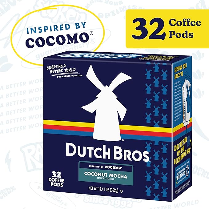 Dutch Bros Coconut Mocha Flavored Coffee inspired by Cocomo®, 32 Count, Medium Roast, Single Serve Coffee Pods for Keurig K-Cup Brewers