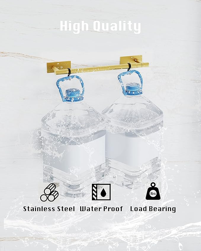 Paper Towel Holder Under Cabinet, Self Adhesive or Wall Mounted SUS304 Stainless Steel Paper Towel Holder for Kitchen, Bathroom, Farmhouse, Barbecue and Laundry (Brushed Gold)