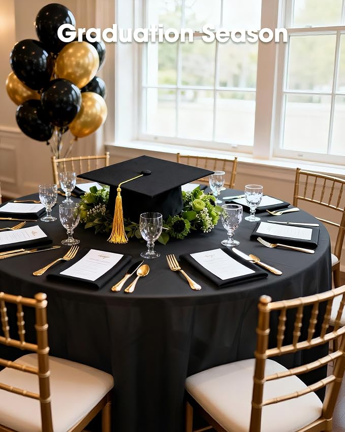 Pureegg Plastic Table Cloth Disposable 3 Pack, 84 Inch Round Table Cloth, Leakproof Table Cover for Parties, Picnic, Weddings, Black