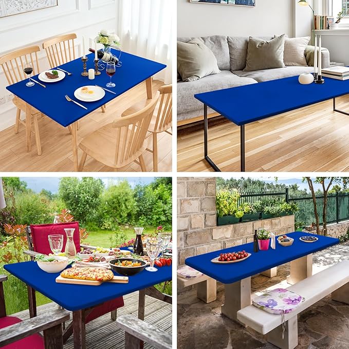 NEWISHER Fitted Rectangle Tablecloth 36 x 48 Inch Elastic Table Cloth Stretch Spandex Table Cover Royal Blue Washable Polyester Table Top Cap Cover for Dining Picnic Camping Indoor and Outdoor