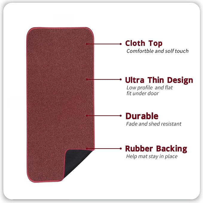 Bath Mat,Ultra Thin Bathroom Runner Rugs,Large Bath Mats for Bathroom,Quick Dry,Non-Slip,Machine Washable,Low Pile,Bath Rug,Shower Outside,Sink,Home Decor Accessories.Red,3'x5'(36x60inch)