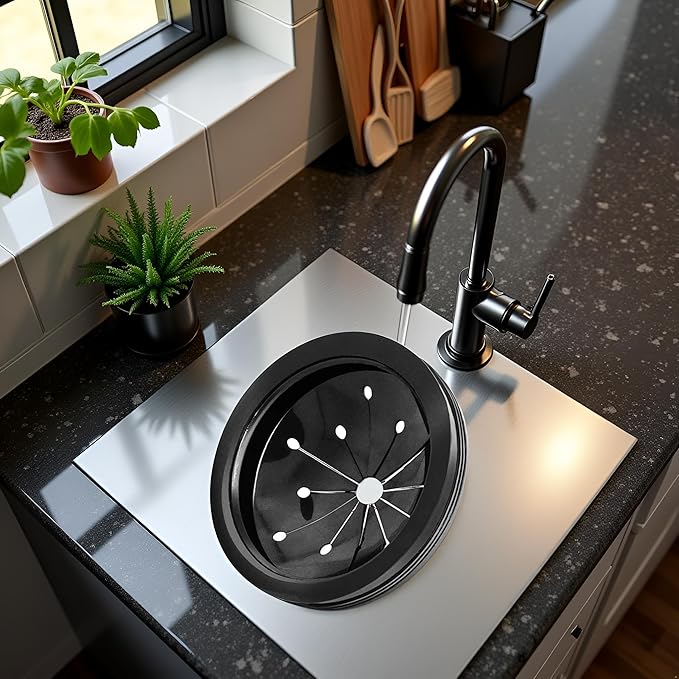 Black 3-Inch Garbage Disposal Splash Guard - Kitchen Sink Baffle Covers for Whirlaway, Waste King and GE Models - Rubber Drain Cover Disposal and Splash Protection, Garbage Disposals and Parts