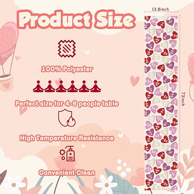 OHOME Valentines Day Decorations - Valentines Table Runner | Valentines Day Decor Party Favors Supplies - Galentines Day Decorations Centerpiece Accessories for Home Kitchen