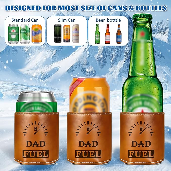 Fathers Day Gifts for Dad from Daughter Son,Funny Gifts for Men,Mens Birthday Gag Cool Retirement Christmas Gifts for Him Husband Grandpa,Leather Can Cooler Sleeve Holder for Soda