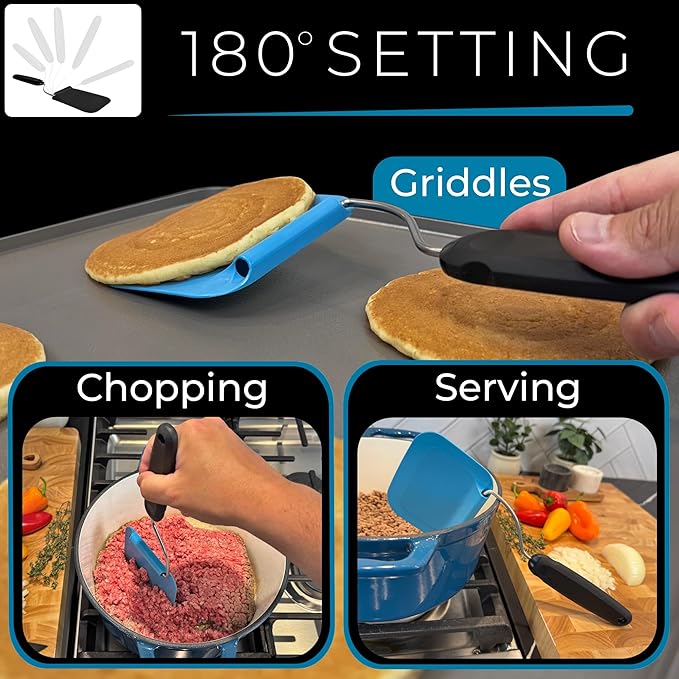 Adjustable Angle Spatula - New PPSU material - Turner and Flipper for Eggs, Pancakes, Burgers - Swappable Spatula Heads - Thin, Heat Resistant - Non-Stick Cookware Safe
