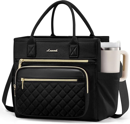 LOVEVOOK Insulated Lunch Bag Women,Wide Opening Adult Lunch Box Women with Cup Holder,Large Leakproof Cooler Bag for Work Picnic Beach Family College Mom,Lunch Teacher Breast Pump Diaper Tote Bag
