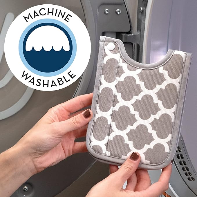 S&T INC. Microfiber Kitchen Faucet Sink Mat Drip and Splash Catcher with Snap Fastener, Absorbent and Reversible, 15 Inch x 5.5 Inch, White Trellis