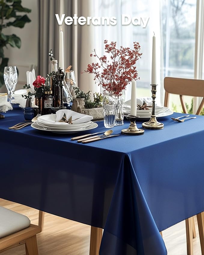 Pureegg Plastic Table Cloth Disposable 3 Pack, 54x108 Inch Rectangular Table Cloth, Leakproof Table Cover for Picnic, Graduation Party Tablecloths, Graduation Decorations Class of 2026, Navy Blue