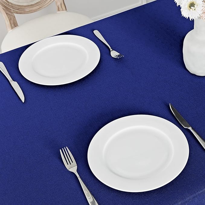 Veblandy 2 Pack Rectangle Tablecloth, 60x104 inch, Water Resistant Wrinkle Free Linen Textured Table Cloth Washable, Decorative Fabric Table Cover for Dining, Party and Camping, Royal Blue