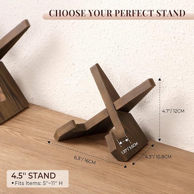 4.5 Inch Plate Stand Display - Wooden Picture Frame Holder, Decorative Table Top Easel