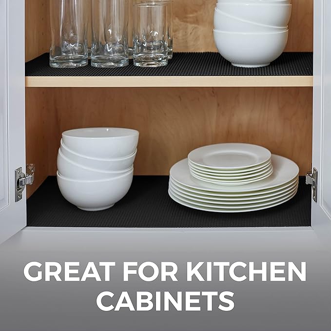 HOME GENIE Shelf Drawer and Cabinet Liner, Durable with Strong Grip, 12 in x 20 FT, Non Adhesive Liners Protect Kitchen Cabinets and Cupboard, Pantry, Bathroom Drawers and Shelves, Desks, Pitch Black