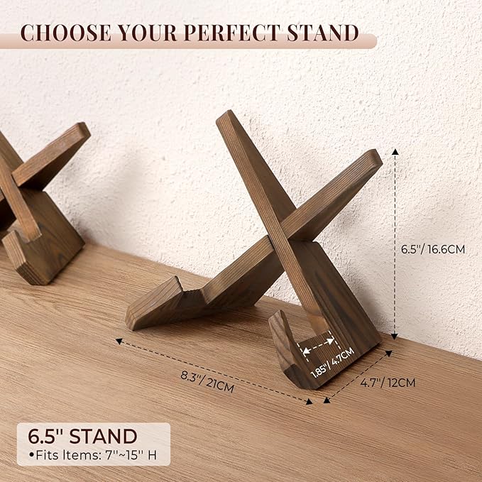 Plate Stand for Display - 3 Pack 6.5 Inch Plate Holder Display Stand, Wooden Picture Frame Stand, Decorative Table Top Easels for Display