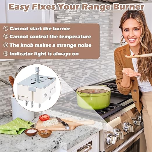 3148954 3148953 3148951 3149400 Range Burner Infinite Control Switch Replacement for Whirlpool Range Switch WP3149400 WP3148954 WP3148953 WP3148951 311858 311859 336989 PS336886 AP3029710 AP3095444