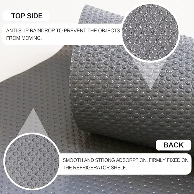 8 Pcs Refrigerator Liners Mats Washable, Refrigerator Mats Liner Waterproof Oilproof, Shinywear Fridge Liners for Shelves, Cover Pads for Freezer Glass Shelf Cupboard Cabinet Drawer (8 Gray)