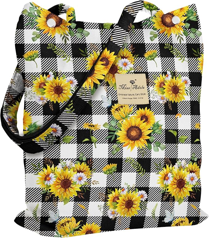 Miss Adola Corduroy Tote Bag for Women - Reusable Totes with Magnetic Buckle & Pocket Aesthetic Design Work Grocery Bags