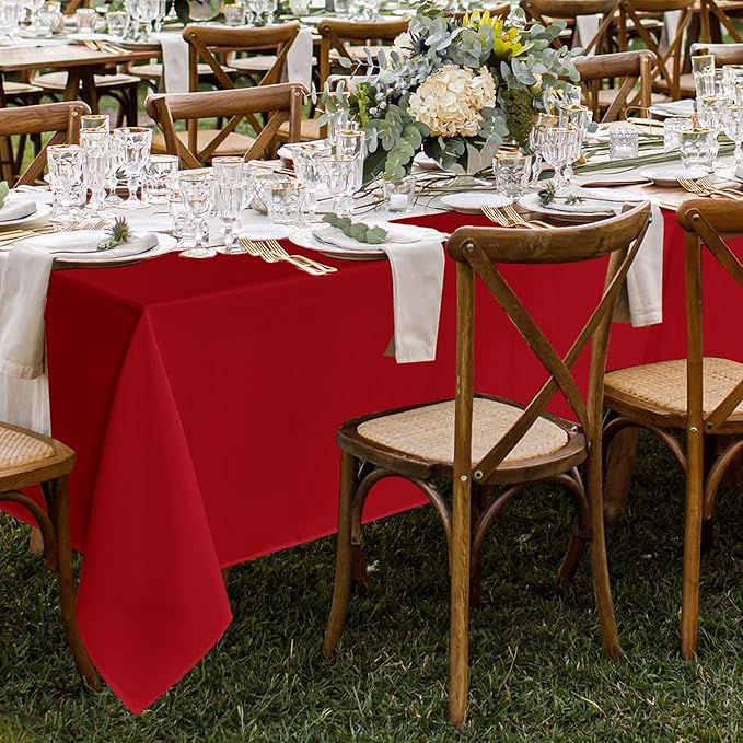 Fitable 8 Pack Table Cloth Rectangle Table: Stain and Wrinkle Resistant Tablecloth Rectangular, Washable Polyester Tablecloths for Wedding Party Dining Banquet Event Catering(Red, 70x120 Inch)