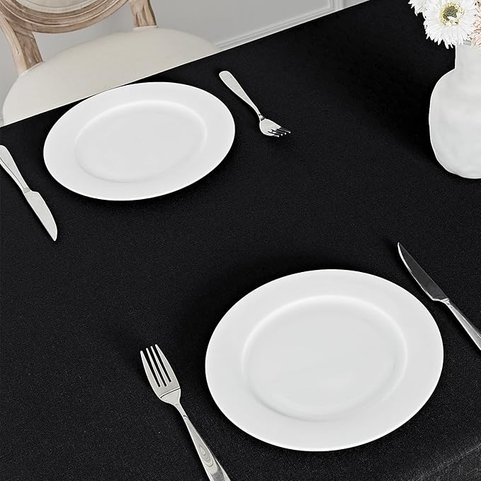 Veblandy Rectangle Tablecloth Waterproof 60x104 inch Linen Textured Table Cloth Stain and Wrinkle Resistant Washable, Decorative Fabric Table Cover for Dining, Party and Camping, Black