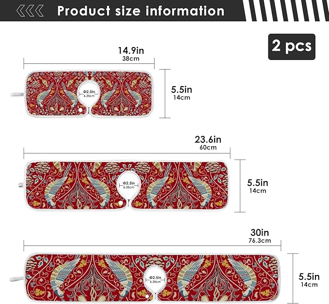 Sink Mat for Faucet Sink Splash Guard Faucet Handle Drip Catcher for Kitchen Bathroom Absorbent Microfiber Dish Drying Mat Boho Bird 2pcs